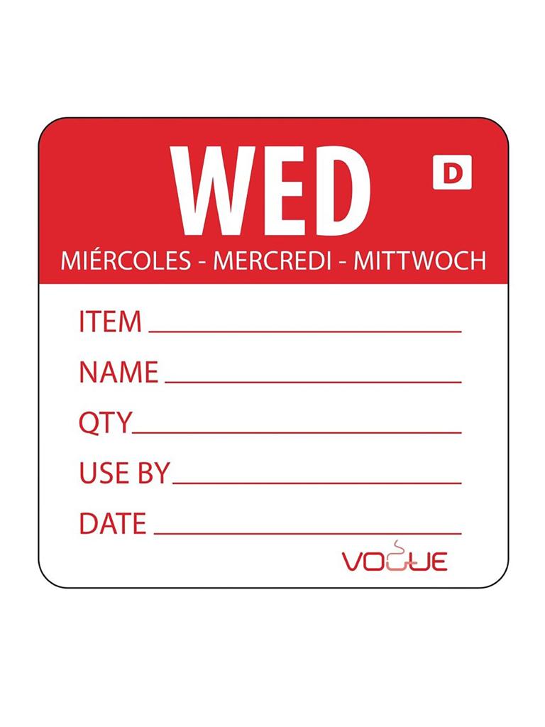 Etiquettes alimentaires - Mercredi - Soluble - 250 pièces - H 4,9 x 6 CM - Vogue - GH353
