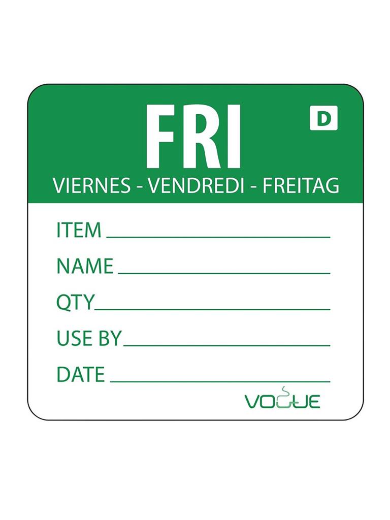Etiquettes alimentaires - Vendredi - Soluble - 250 pièces - H 4,9 x 6 CM - Vogue - GH355