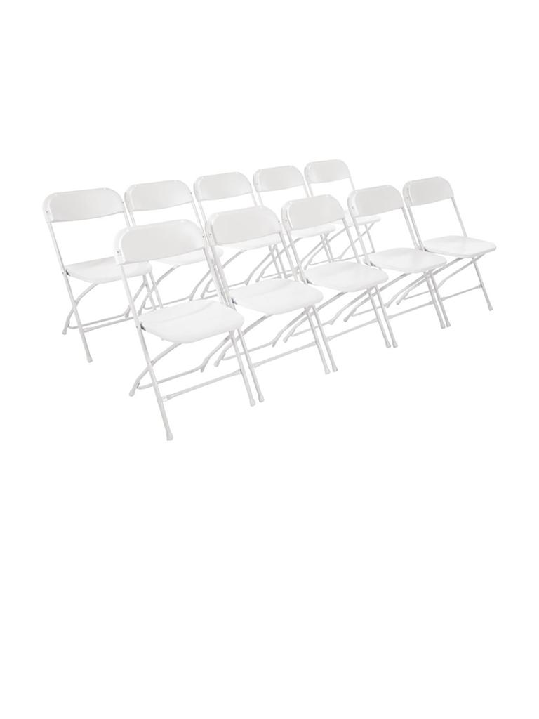 Chaise pliante - 10 pièces - Blanc - H 80 x 44 x 48 CM - Acier/Polypropylène - Bolero - GD387
