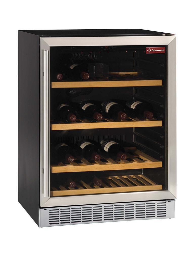 Cave à Vin - 45 Bouteilles - 160 Litres - 1 Porte - Noir - Diamant - WCB/16-X