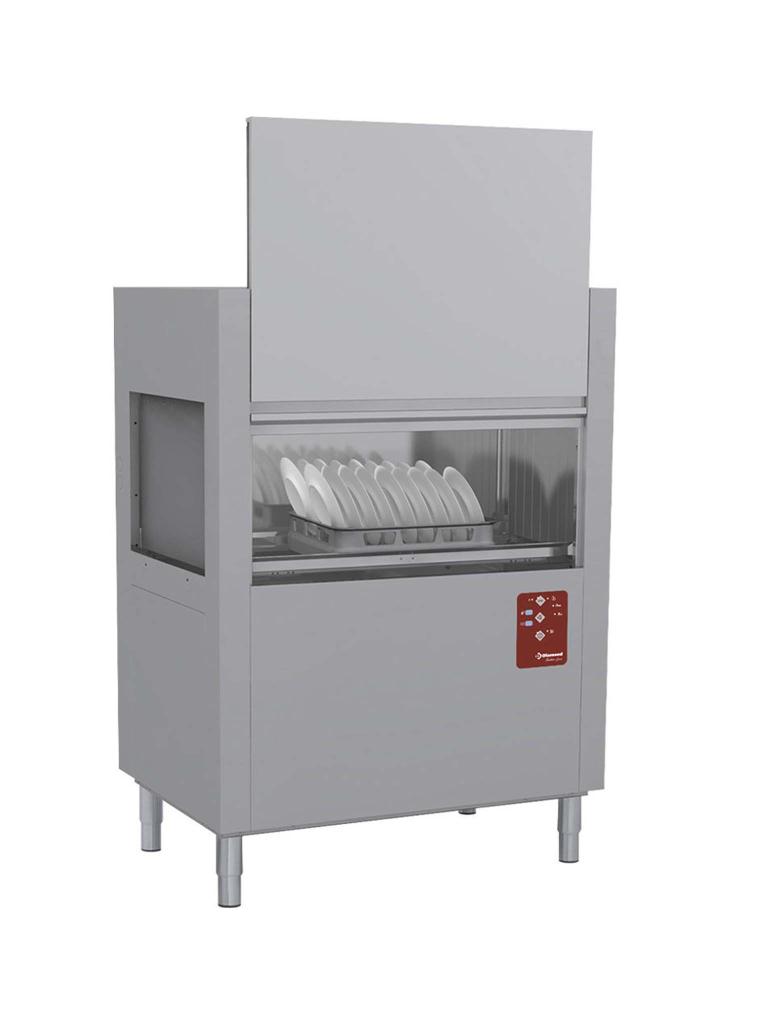 Lave-vaisselle à transport de paniers - Panier 50 x 50 CM - 120 Paniers/heure - 400V - H 161,5 x 115 x 77 CM - Diamant - D117E/7