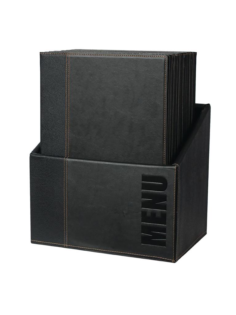 Protège-menus - A4 - Avec boite de rangement - 20 pièces - H 34 x 25,4 x 0,5 CM - Simili Cuir - Securit - U266
