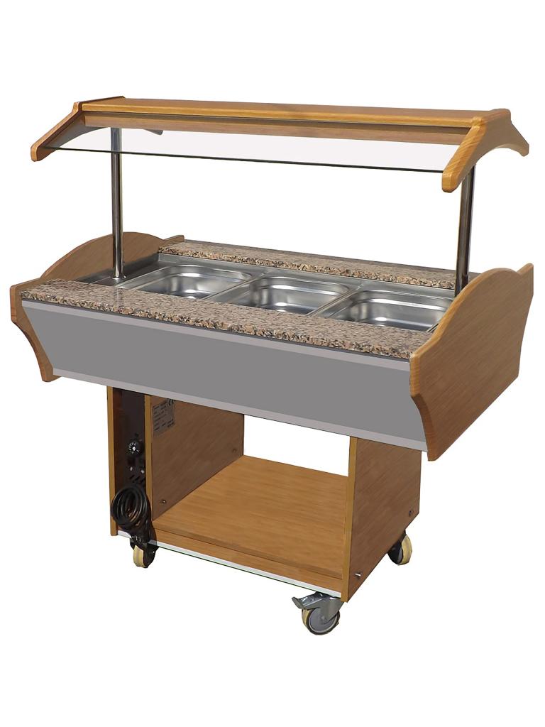 Buffet Chaud - 3 x 1/1 GN - H 85/135 x 120 x 90 CM - Poignée combi - 7077.0020