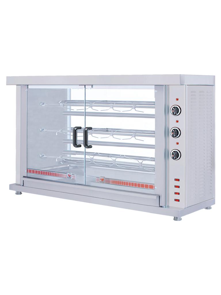 Grill poulet - Electrique - 3 Poulets - H 85,5 x 132 x 46 CM - 400V - Poignée combi - 7472.0035