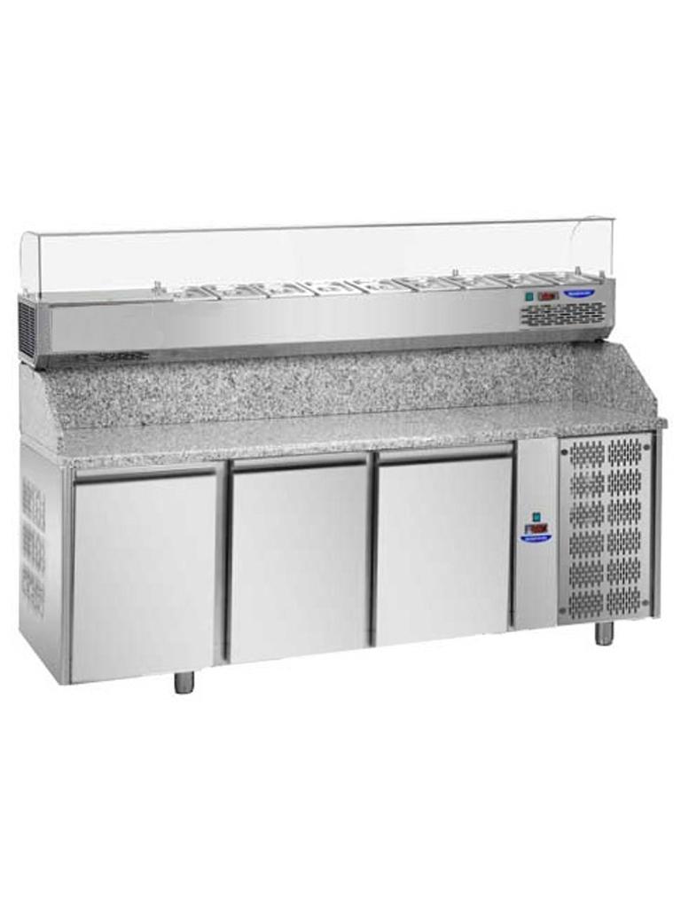 Etabli Pizza - 3 Portes - 9 x 1/3 GN - Tecnodom - PZ03MID80+VR321