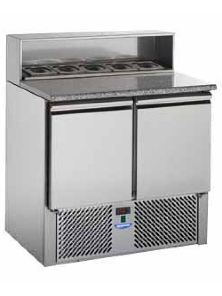 Établi Pizza - 2 Portes - Granit - 5 x 1/6 GN - Tecnodom - SL02AI