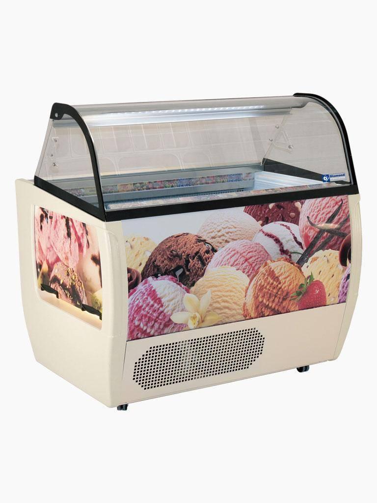 Glace Vitrine - 10 x 5 Litre - Avec réserve - Diamant - RUMBA 10 PLUS
