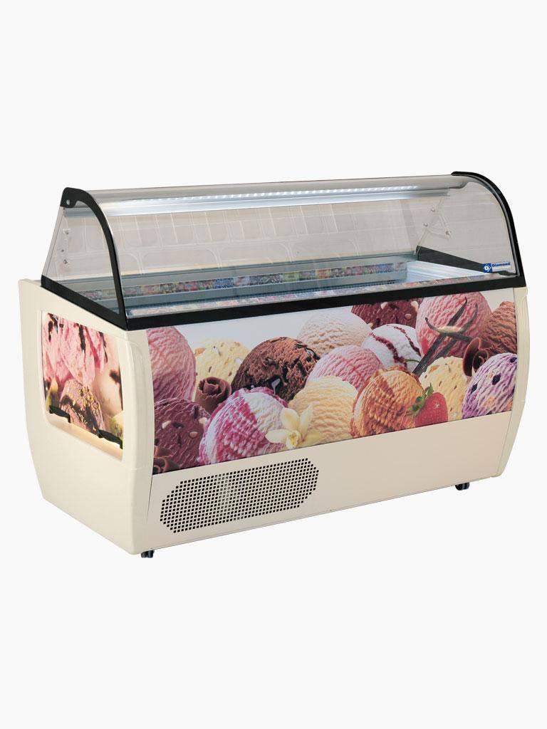 Vitrine à glaces - 13 x 5 Litres - Avec réserve - Diamant - RUMBA 13 PLUS