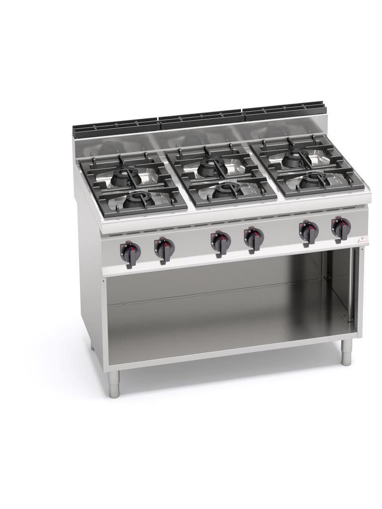 Cuisinière à gaz de restauration - 6 brûleurs - Puissance max - Berto's - G7F6MP