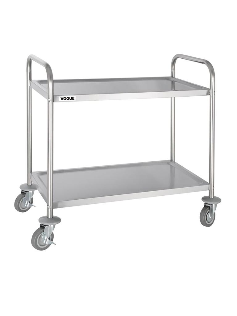 Chariot de service - 2 niveaux - Moyen - H 81 x 85,5 x 45,5 CM - Inox - Vogue - F997