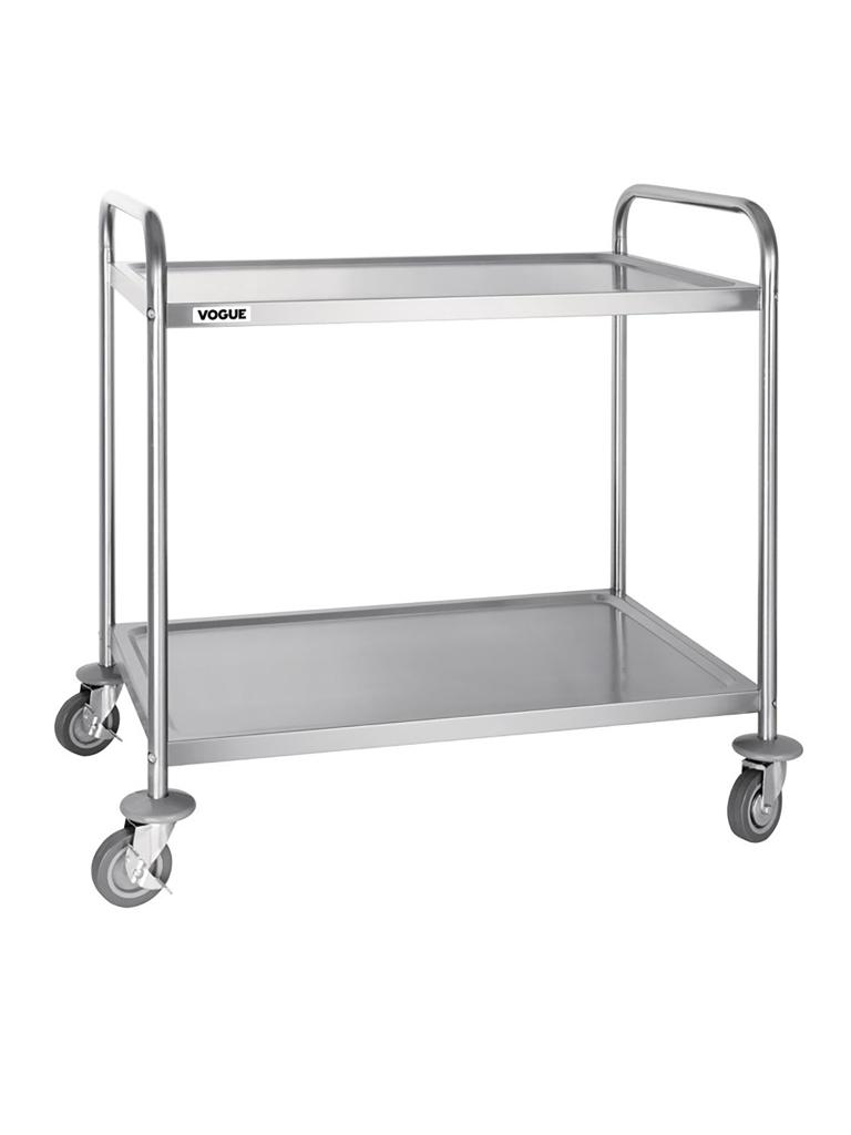Chariot de service - 2 niveaux - Large - H 93 x 86 x 53,5 CM - Inox - Vogue - F998