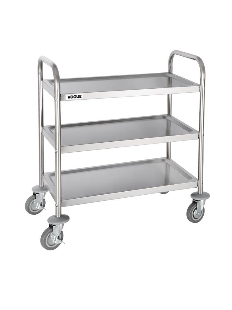 Chariot de service - 3 niveaux - Petit - H 82,5 x 71 x 40,5 CM - Inox - Vogue - F993