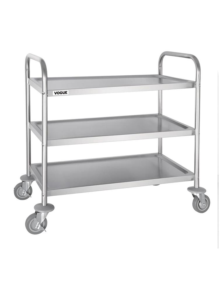 Chariot de service - 3 niveaux - Moyen - H 85,5 x 81 x 45,5 CM - Inox - Vogue - F994