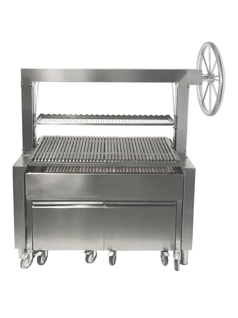 Barbecue à charbon - Grilles réglables - Roues pivotantes - Inox - G-Line