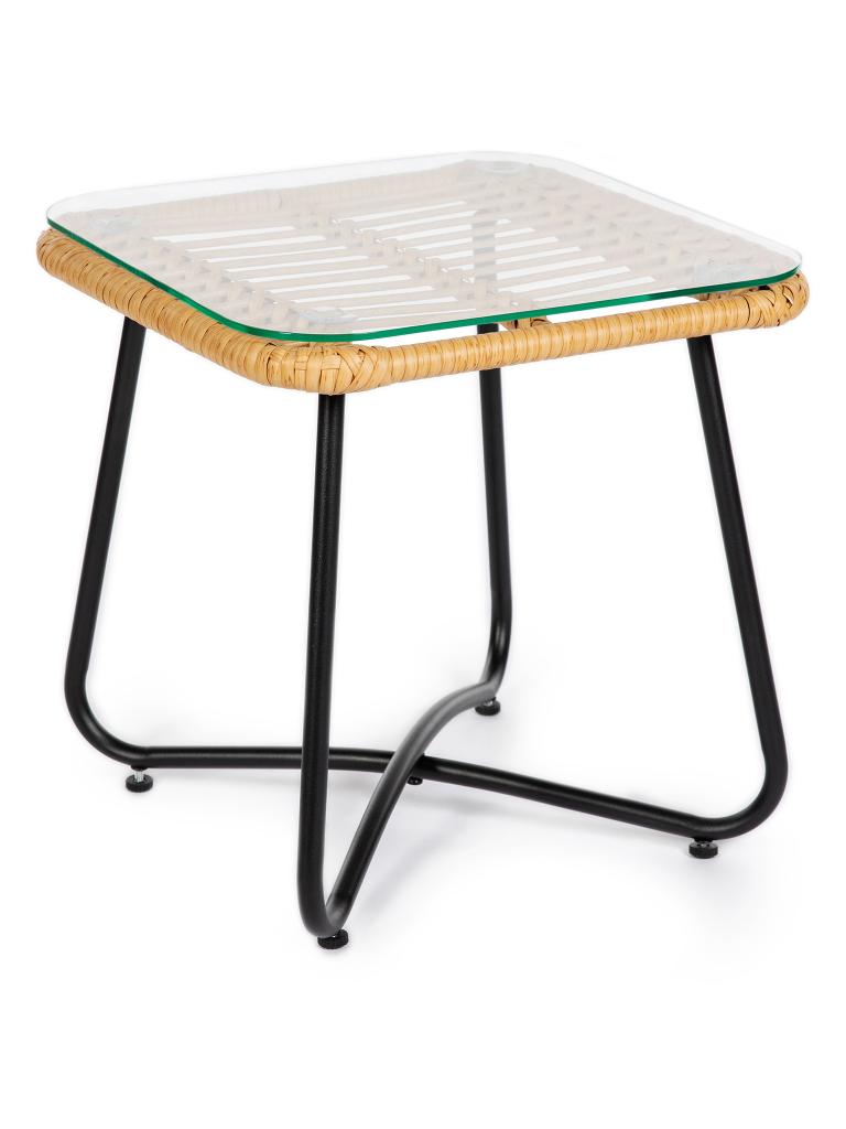 Table d'appoint de terrasse - Rotin - Dessus de table en verre - G-Line