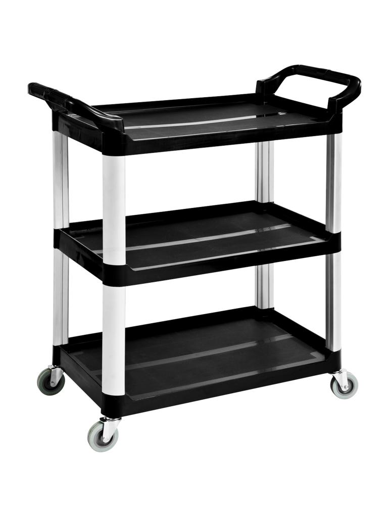 Chariot de service - 3 niveaux - Aluminium - H 95 x 84,5 x 43 CM - Noir - G-Line