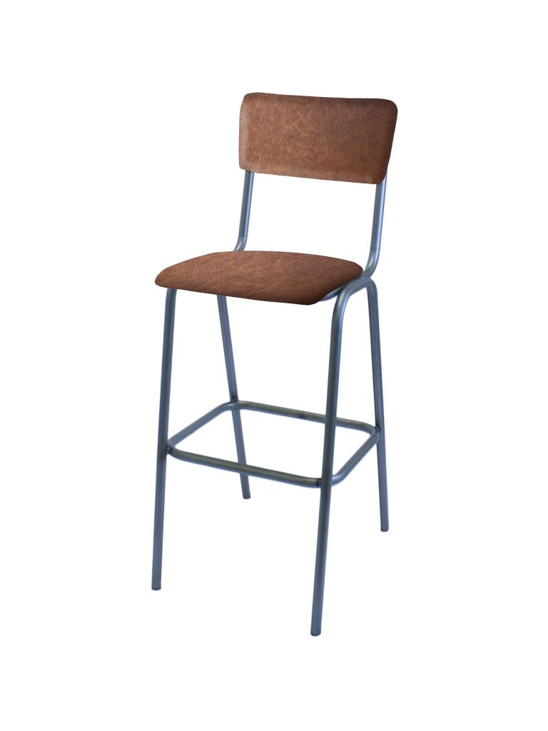 Tabouret de Bar - Old School - Métal Vintage - PU Marron - G-Line