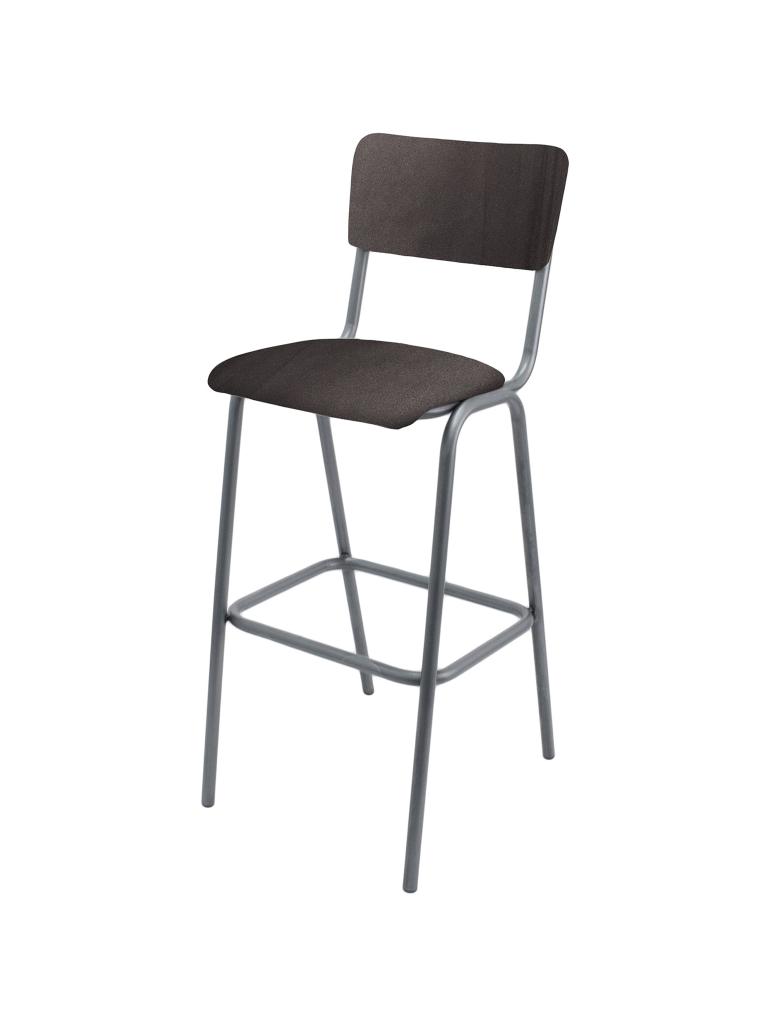 Tabouret de Bar - Old School - Métal Vintage - Velours Anthracite - G-Line