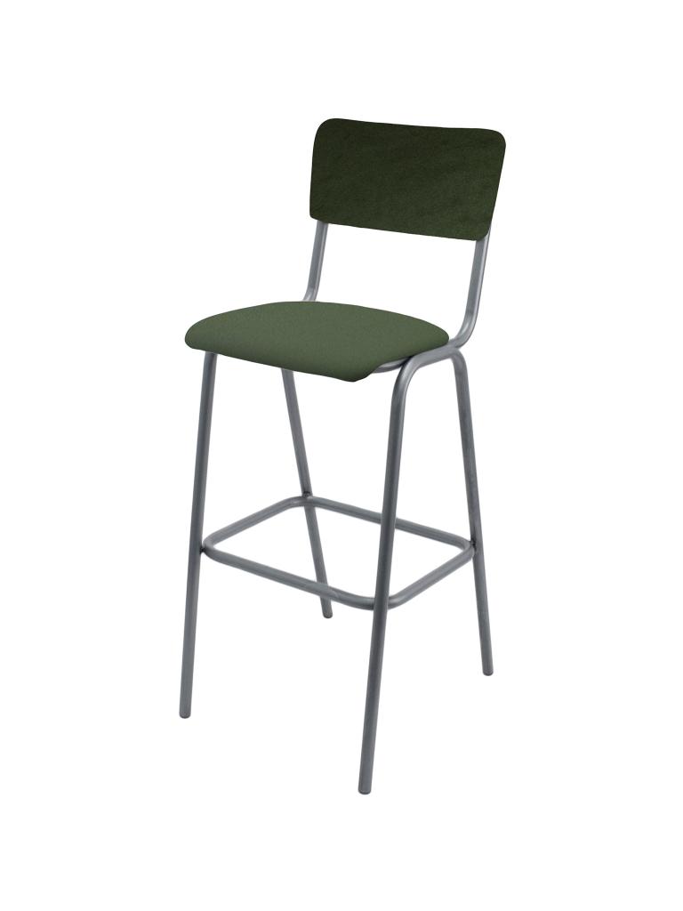Tabouret de Bar - Old School - Métal Vintage - Velours Vert Foncé - G-Line