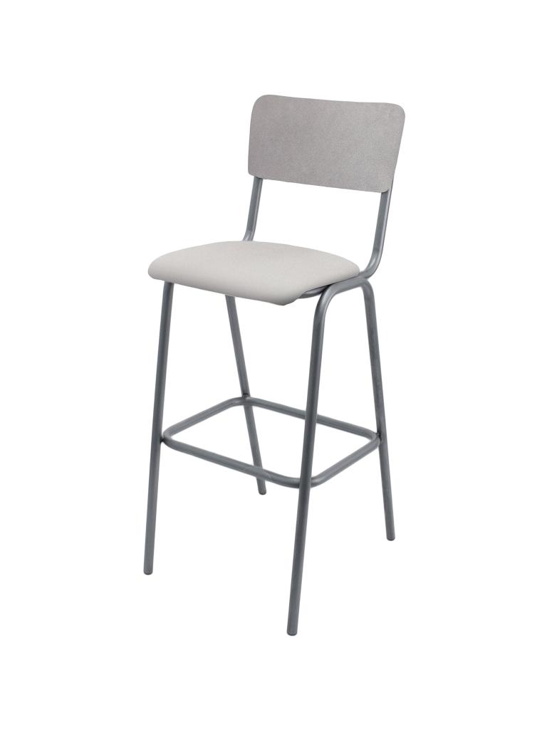 Tabouret de Bar - Old School - Métal Vintage - Velours Gris Clair - G-Line