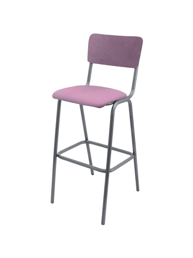 Tabouret de Bar - Old School - Métal Vintage - Velours Vieux Rose - G-Line