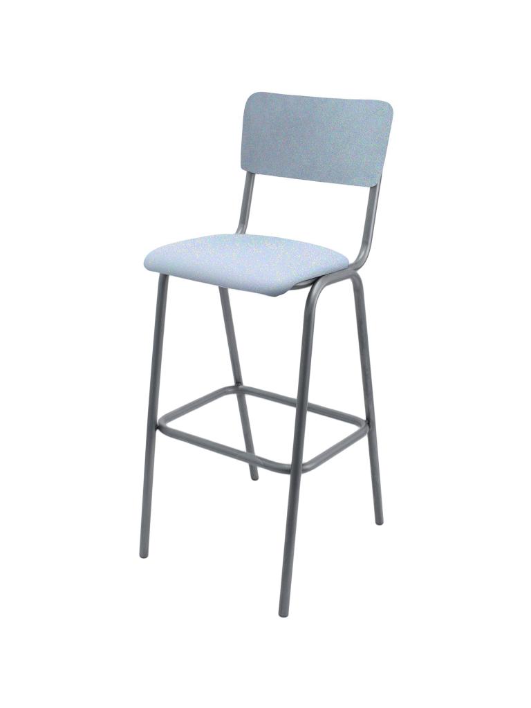 Tabouret de Bar - Old School - Métal Vintage - Velours Bleu Clair - G-Line
