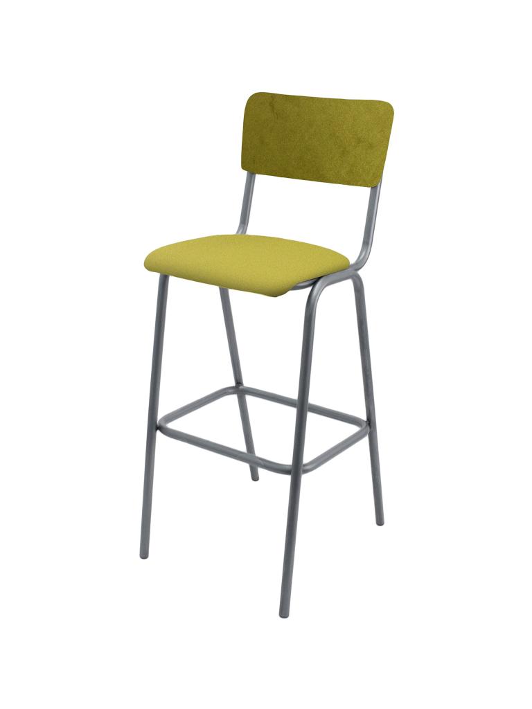 Tabouret de Bar - Old School - Métal Vintage - Velours Vert Mousse - G-Line