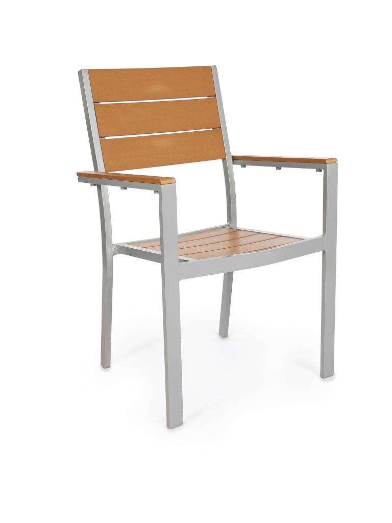 Chaise de terrasse - Oakland - Aspect bois teck / Gris - H 89 x 56 x 56,5 CM - Aluminium - G-Line