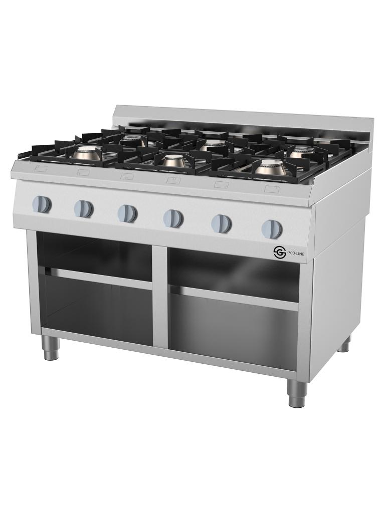 Cuisinière à gaz - Ligne G700 - 6 feux - 120 CM - Base ouverte - G-Line