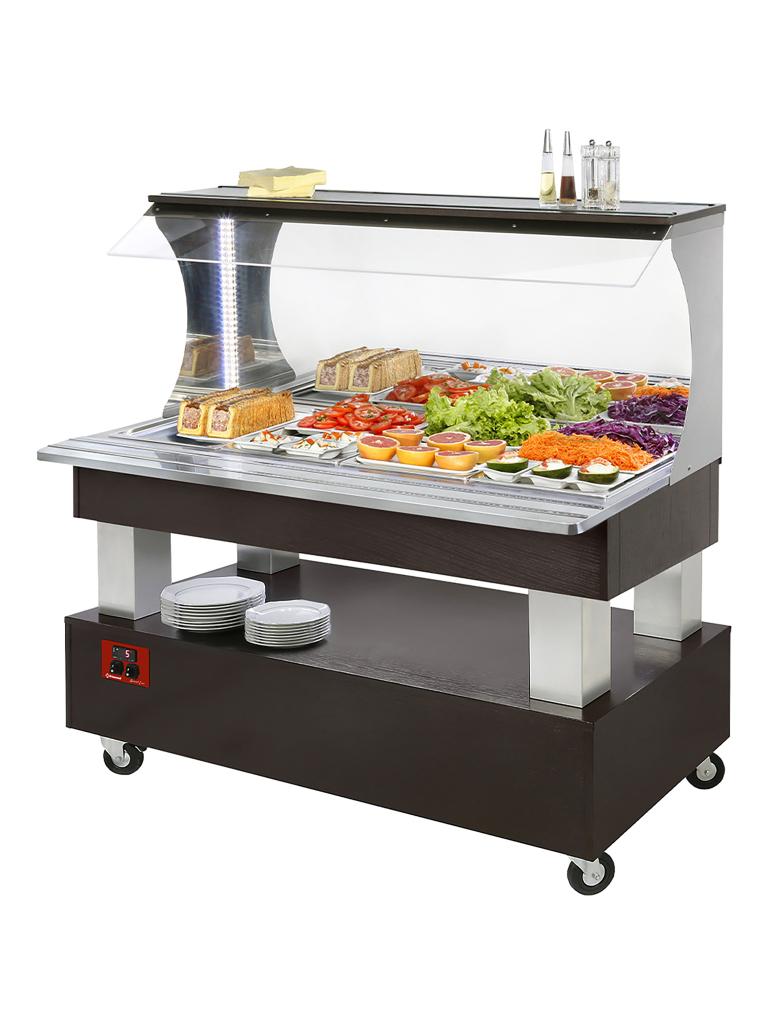 Buffet Réfrigéré - 4 x 1/1 GN - Bois Wengé - H 140,5 x 149,5 x 69 CM - Diamant - ASB/4N-B1-R2