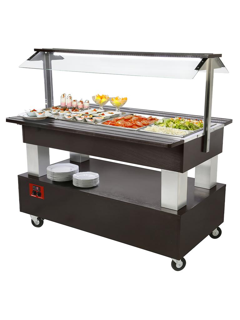 Buffet Réfrigéré - 4 x 1/1 GN - Bois Wengé - H 137 x 144 x 66 CM - Diamant - BSB/4N-B1-R2