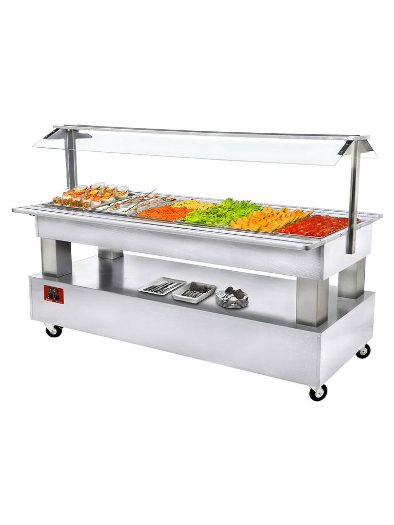 Buffet Réfrigéré - 6 x GN 1/1 - Bois Blanc - H 137 x 207 x 66 CM - Diamant - BSB/6N-A1-R2