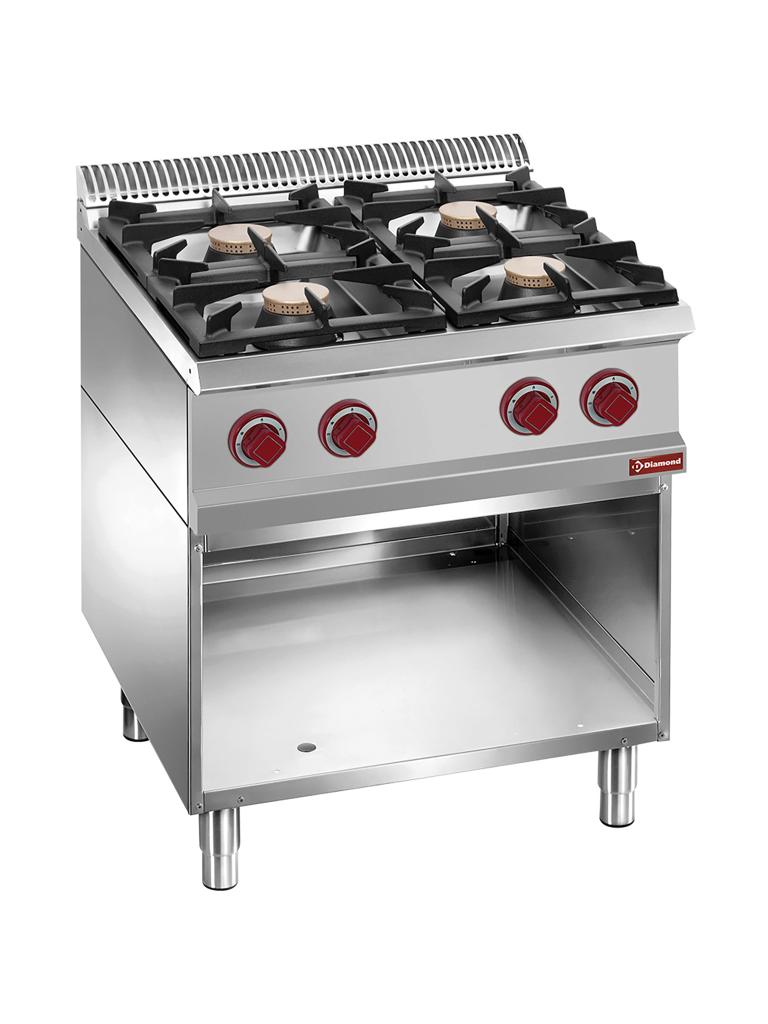 Cuisinière à gaz - 4 feux - Base ouverte - Diamant - G7/4BA7-R