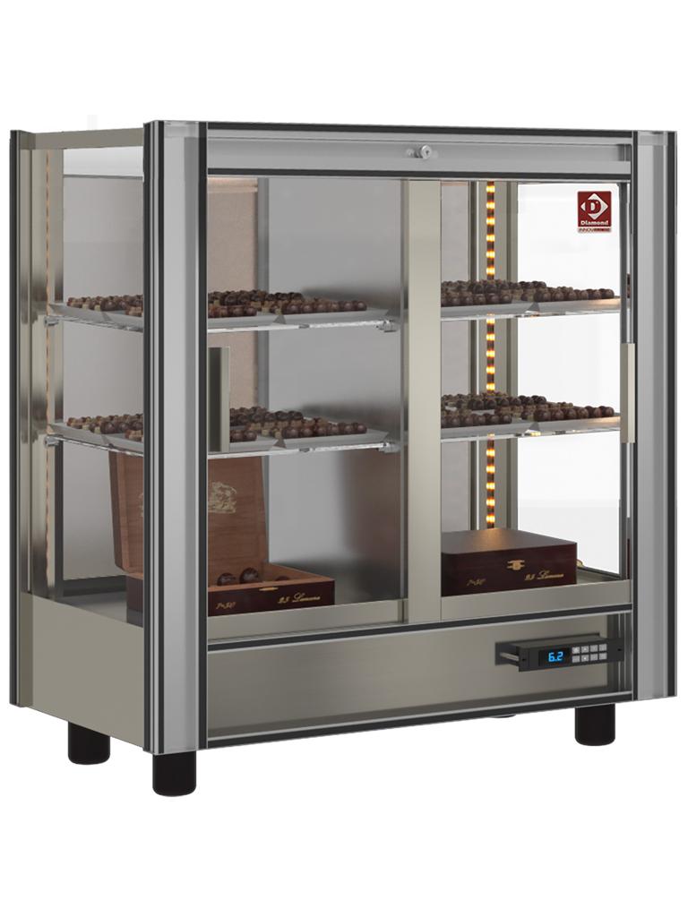 Vitrine chocolat - 216 Litres - Modèle traversant - H 93.8 x 86 x 53 CM - Diamant - PCC-1/TR