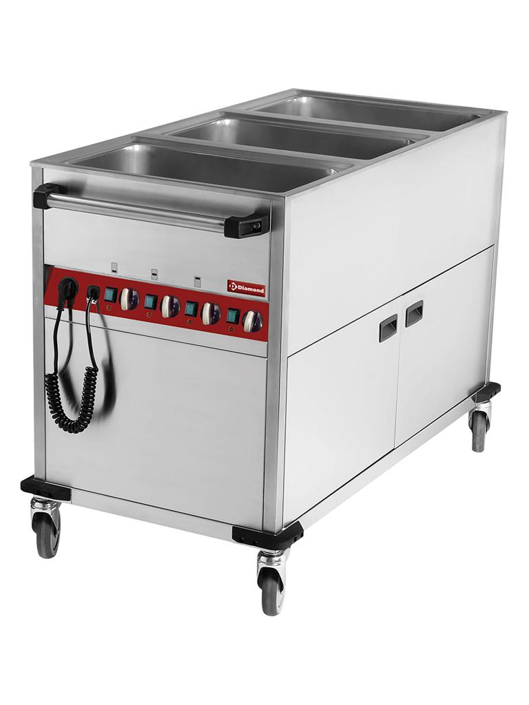Chariot chauffant - 3 x GN 1/1 - 3 températures - Armoire chauffante - Diamant - CT331/C