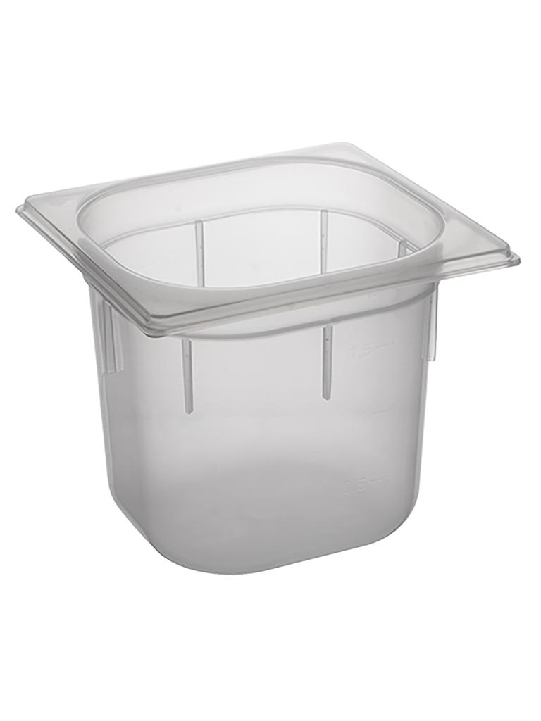 Bac gastronorme - 1/6 GN - 2,2 Litre - H 15 x 17,6 x 16,2 CM - Polypropylène - Transparent - -40°C / +95°C - Caterchef - 853872