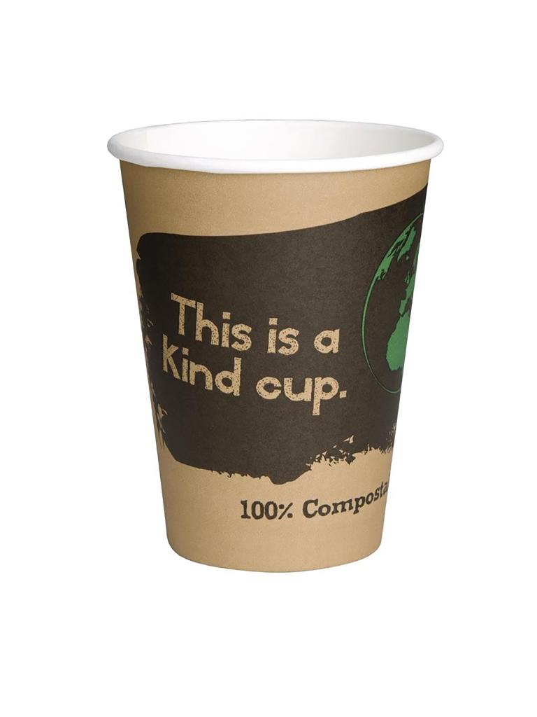 Gobelets à café jetables - 0,34 Litre - 1000 pièces - Marron - Ø 8,85 x H 11 CM - Papier/Pla - Fiesta Green - DS058