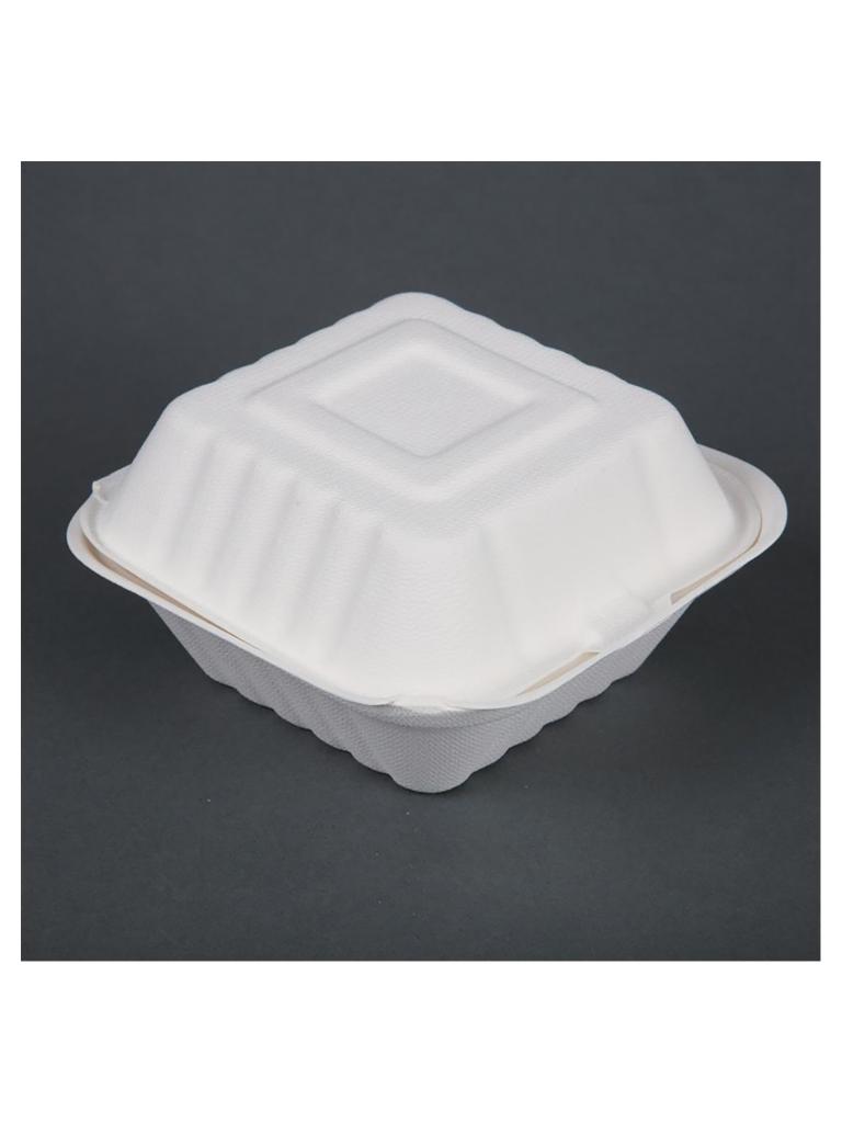 Barquettes à hamburger jetables - 500 pièces - H 8,1 x 14,9 x 15,2 CM - Bagasse - Fiesta Green - DW246