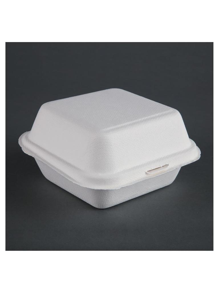 Barquettes à hamburger jetables - 500 pièces - H 8,4 x 15 x 15,3 CM - Bagasse - Fiesta Green - DW247