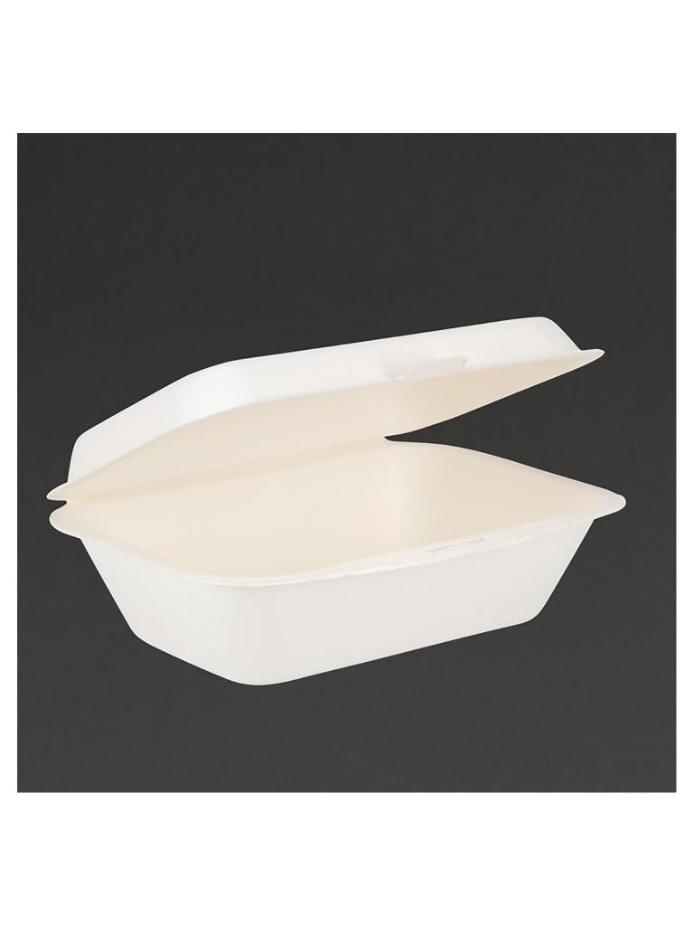 Boîtes repas jetables - 0,5 Litre - 250 pièces - H 6,6 x 18,2 x 13,5 CM - Bagasse - Fiesta Green - DW248