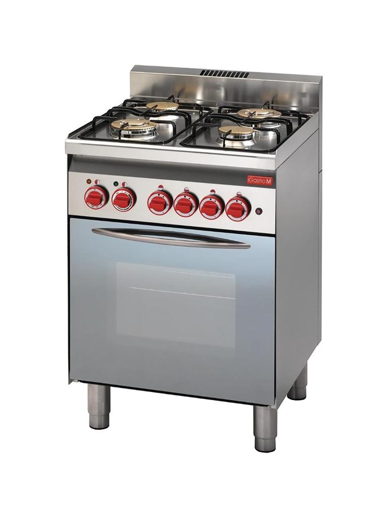 Cuisinière à gaz - Ligne 600 - 4 feux - Four à convection - H 85 x 60 x 60 CM - 220-240 V - Inox - Gastro M - GN013