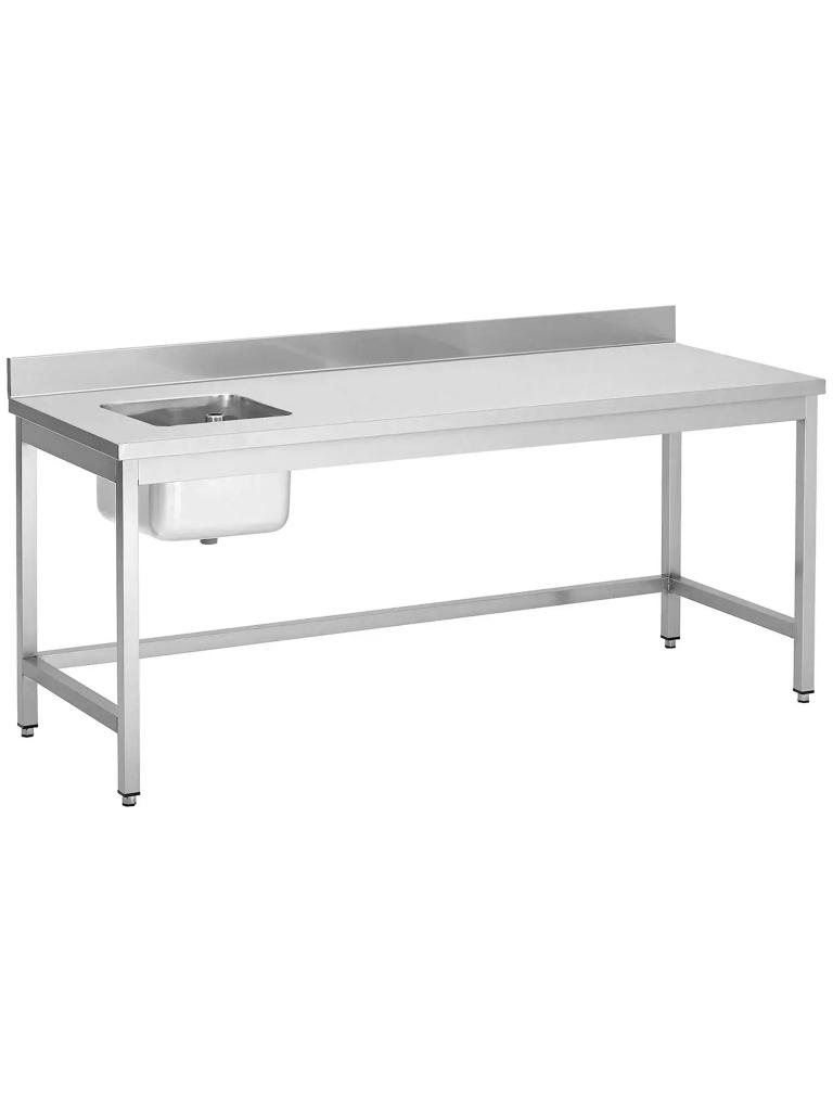 RVS Cheftafel - 1 Bak Links - Zonder Onderschap - Opstaande Rand - G-Line