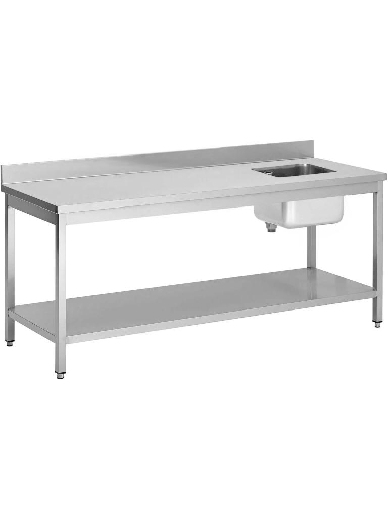 RVS Cheftafel - 1 Bak Rechts - Met Onderschap - Opstaande Rand - G-Line