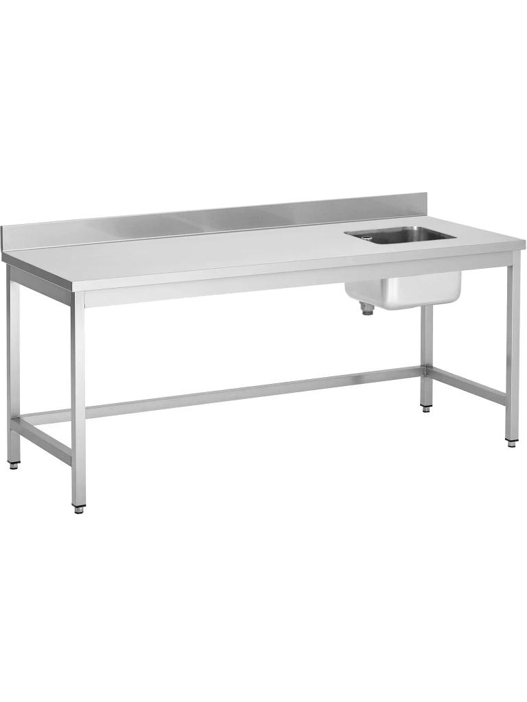 RVS Cheftafel - 1 Bak Rechts - Zonder Onderschap - Opstaande Rand - G-Line