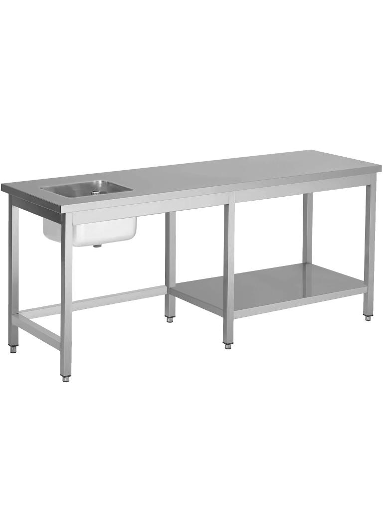 RVS Cheftafel - 1 Bak Links - Half Onderschap Rechts - G-Line