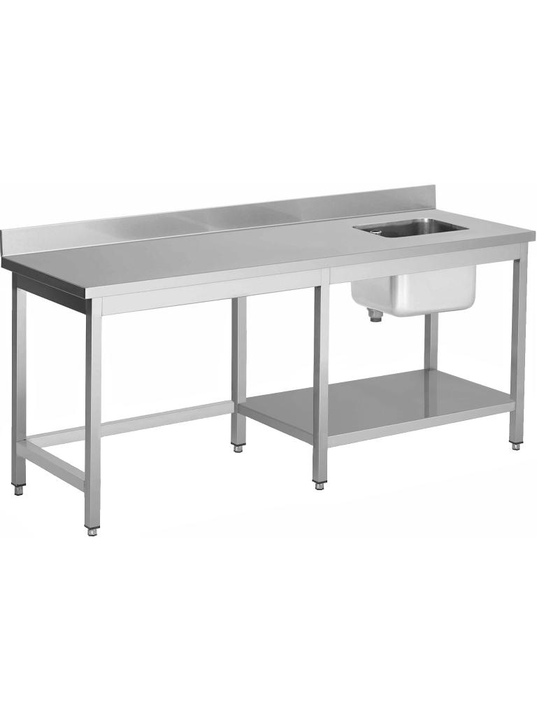 RVS Cheftafel - 1 Bak Rechts - Half Onderschap Rechts - Opstaande Rand - G-Line