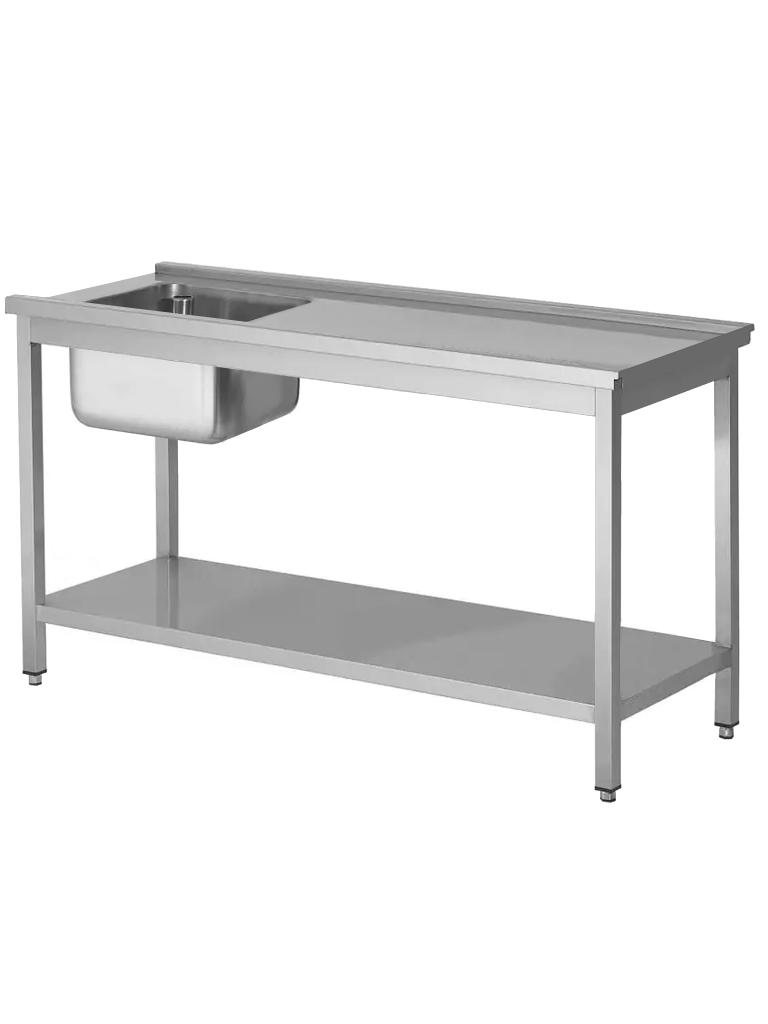 Table d'alimentation en acier inoxydable - À droite du lave-vaisselle - Avec tablette inférieure - G-Line