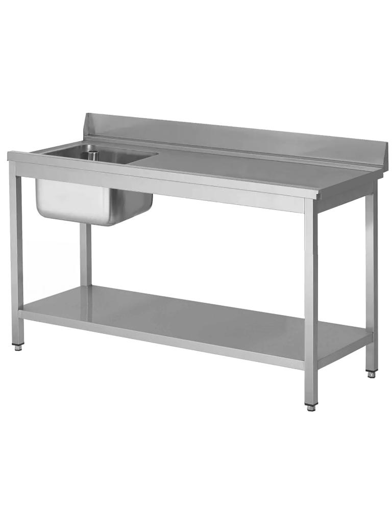 Table d'alimentation en acier inoxydable - À droite du lave-vaisselle - Avec base - Avec bord relevé - G-Line