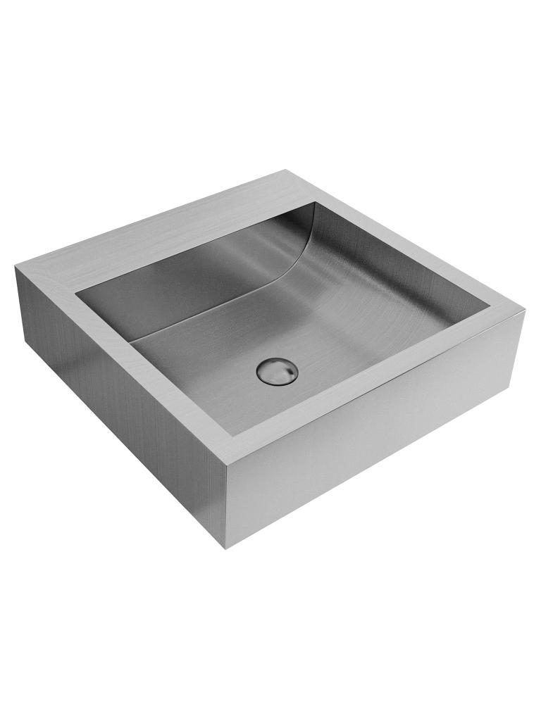 Lave-mains en inox - Vasque ronde - H 12,4 x 45 x 45 CM
