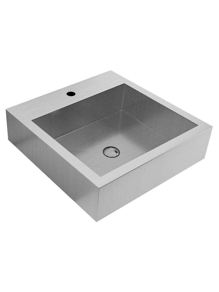 Lave-mains en inox - Vasque carrée - H 12,4 x 45 x 45 CM